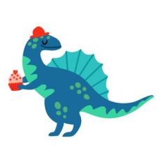 Dinosaur Valentine with cupcake