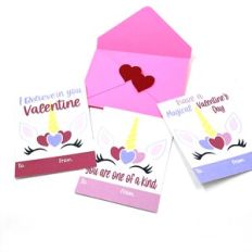 Unicorn Valentine Card and Envelope Set