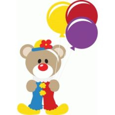 cute clown bear holding balloons