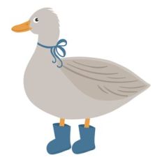 Duck in a Bow and Rain Boots