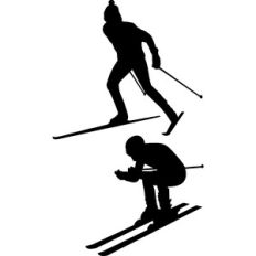 silhouette skiers