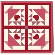 Card Heart Baskets Quartet Quilt