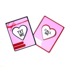 Valentine Heart Cut Out Card Call Me or Text Me Set