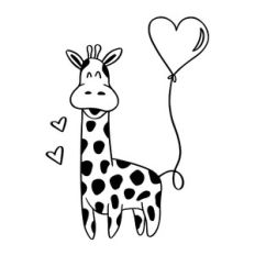 Giraffe with heart balloon