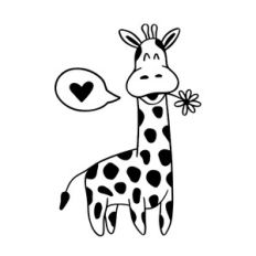 Giraffe with flower and heart