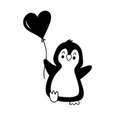 Penguin with heart balloon