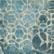 Navy Cream Grunge Geometric Misprint Monoprint Background