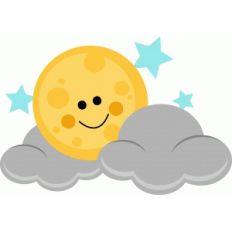 happy moon with stars and clouds