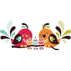 three baby bird family