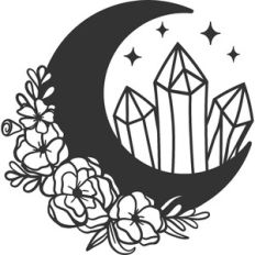 Floral Moon with Crystals