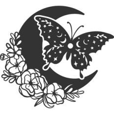 Floral Moon with Butterfly