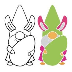 Easter Gnome Bunny Holding Egg SVG