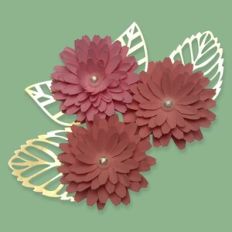 Flower 58 with Foliage – Layered 3D Paper Flower