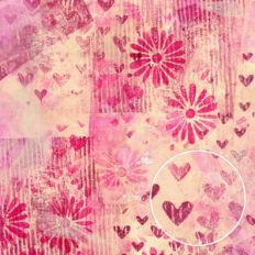 Ephemera Romance Grunge Hearts and Flowers Monoprint Background