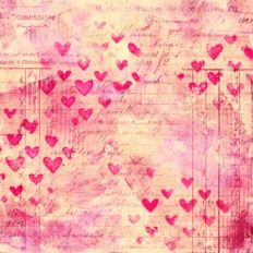 Ephemera Romance Pink Cream Grunge Hearts Monoprint Background