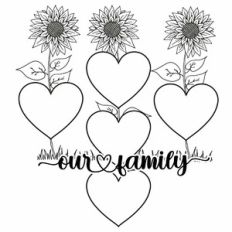 Sunflower Heart Family Tree - 5 People