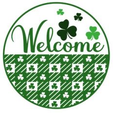 Welcome Shamrock Plaid Circle