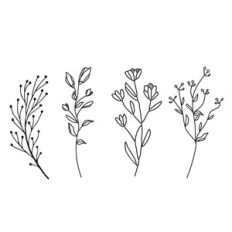 Botanical Floral Elements, Flowers leaves and sprigs