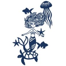 Cute mermaid and fish