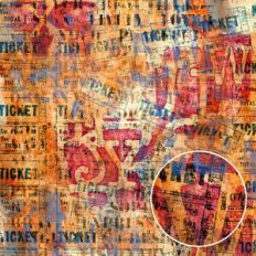 Sienna Magenta Tickets Lettered Grunge Monoprint Background Pattern