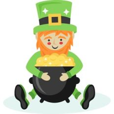 leprechaun holding pot of gold