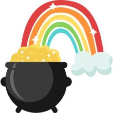 rainbow into pot of gold