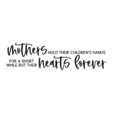 mothers hold their children's hands for a short while