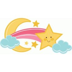 shooting star with moon and clouds