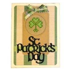 Card Kit Tag Circle Window Stitched Shamrock