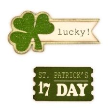 St Patricks Day Shamrock Flag Label and Ticket