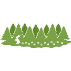 pine trees rabbit and paws border
