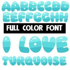 I Love Turquoise Color Font