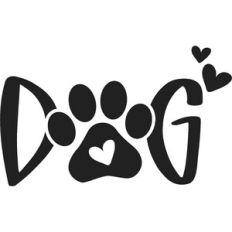 Dog With Paw Print Hearts