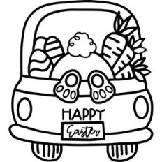 Easter Bunny Truck - Outline Only