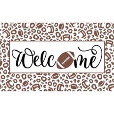 Welcome With Football Leopard Print - Doormat Design