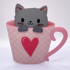 cute cat in a cup card