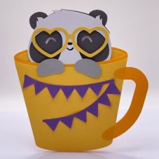 cute panda in a cup card