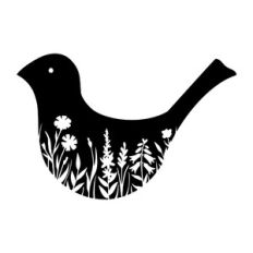 Silhouette of bird with flowers