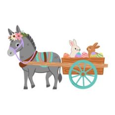 Donkey with Easter Bunny Cart