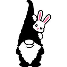gnome with rabbit behind hat