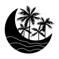 Beach Moon with Palm Trees