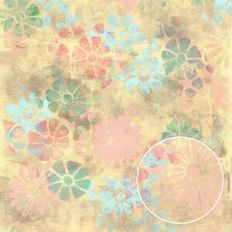 Cream Blue Pink Daisy Girly Grunge Treasury Painted Monoprint Backgrou