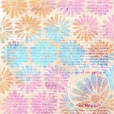 Cream Lilac Girly Grunge Daisies Treasury Monoprint Background