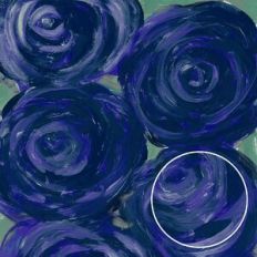 Abstract Indigo Painted Roses Monoprint Background