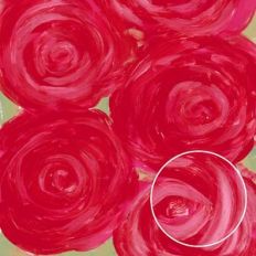 Abstract Red Roses Painted Monoprint Background