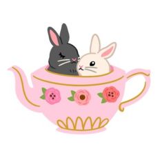 Bunnies in Pink Teapot