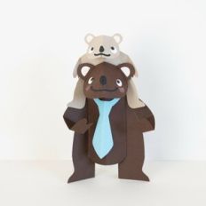 Bear father and boy