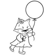 Cute fox with ballon