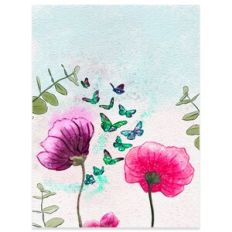 Watercolor Flower Card Cover with Butterflies