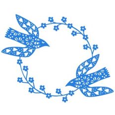 Peace Doves and Flowers Wreath Circle Frame